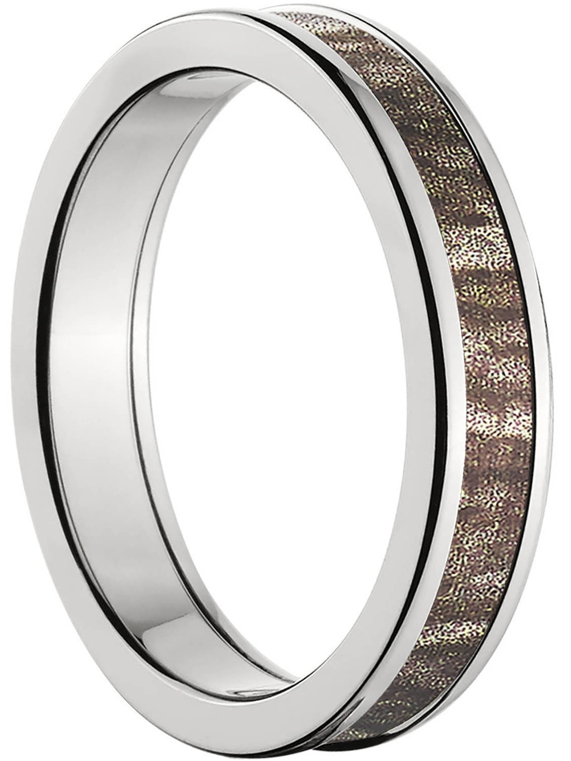 4mm Half-Round Titanium Ring with a Mossy Oak Bottomland Camo Inlay