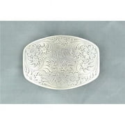 M&F Western Products 37238 Nocona Oval Rectangle Floral Smith Edge Scrolll Buckle - Antique Silver