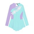 thumbnail image 3 of Sxiwei Justaucorps de Ballet à Manches Longues pour Filles, Dos Creux, Strass, Sequins, Rouleau, Bleu Clair 6, 3 of 5