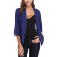 thumbnail image 2 of LoyisViDion Coat Women'S Open Front Light Cardigan 3/4 Sleeve Thin Chiffon Blazer Blue M, 2 of 9