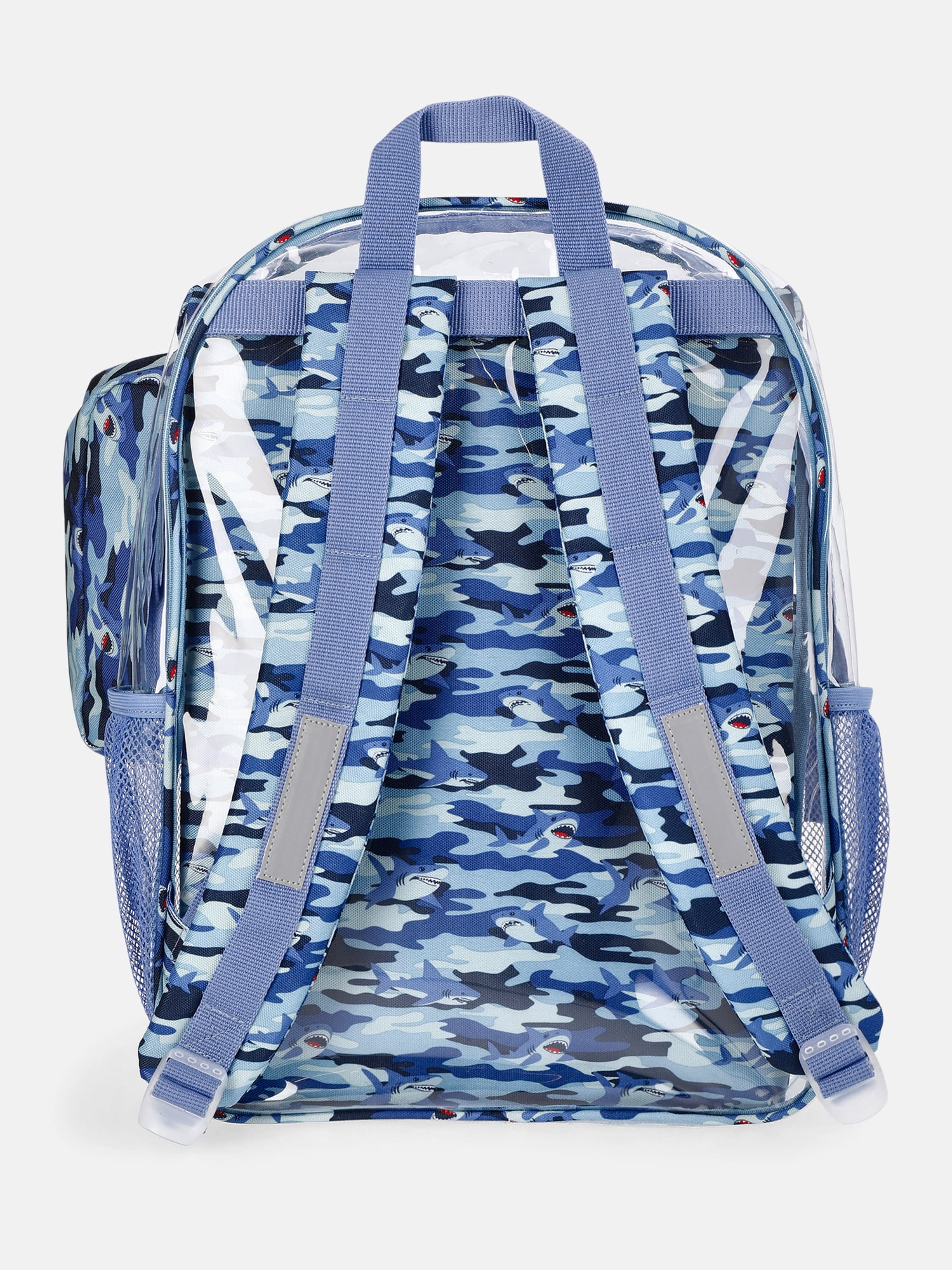 Wonder Nation Kids' Clear Shark Camo 17" Backpack, Lunch Tote, Laptop Sleeve and Pouch Set, 4-Piece