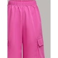 thumbnail image 4 of Girls 3‑Piece Outfit Mesh Short Sleeve Shrug Star Print Cami Tank Top and Elastic Waist Wide Leg Cargo Long Pants Casual Fashion Clothing Set for Kids Daily Party Wear(Red,10-11 Years), 4 of 7