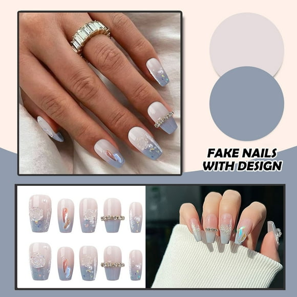 Press on Nails Gel x Nail Kit Stiwee Stylish Nude Medium Press-On False Nails with Trendy Designs - Instant Glam for Women, Parties, and Special Occasions