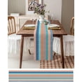 thumbnail image 3 of Bohemian Cotton and Linen Table Runner, Kitchen Table Runners for Family Dinner, Banquet, Parties and Celebrations, Geometric Stripe Orange Blue Turquoise Table Decor, 13 x 48 inch, 3 of 6