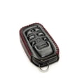 thumbnail image 3 of Vitodeco Genuine Leather Smart Key Fob Case Cover Protector Compatible for Toyota Sienna (2021 - 2026 Models) - 5-Button, Black/Red, 3 of 5