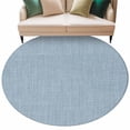 thumbnail image 2 of 7ft Washable Round Rug, Sky Blue Linen Non-Slip Circle Area Rug for Living Room Dining Room, Farmhouse Pure Color Country Vintage Indoor Floor Mat for Home Decor, 2 of 9
