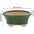 thumbnail image 3 of Leaves and Soul Bonsai Pot Ceramic Flower Pot for Succulents and Plants, Dark Green Oval, 3 of 7