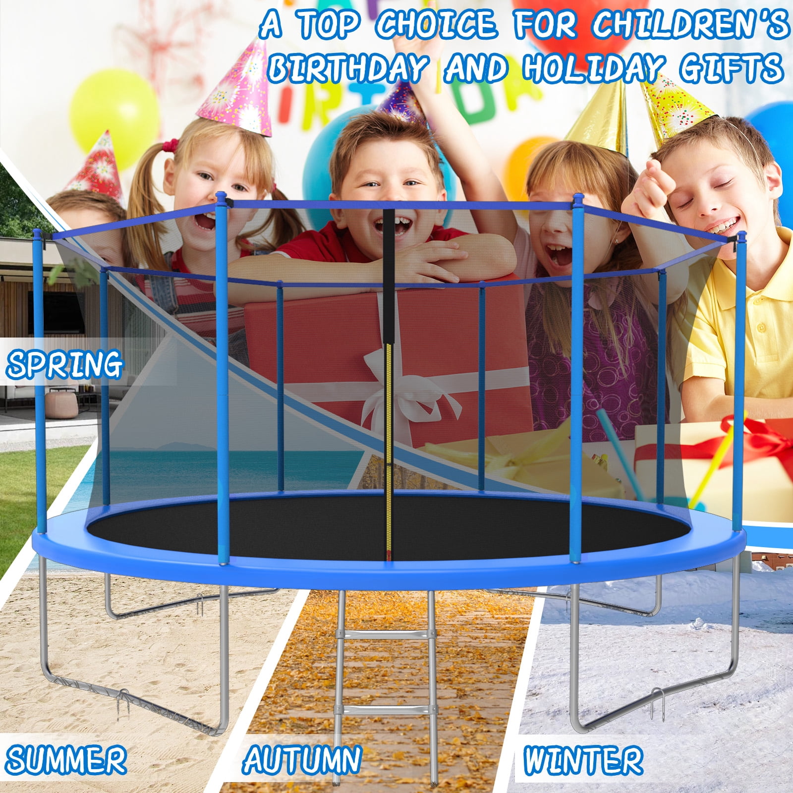14FT Trampoline for Kids/Adults Outdoor Recreational Trampoline for Backyard