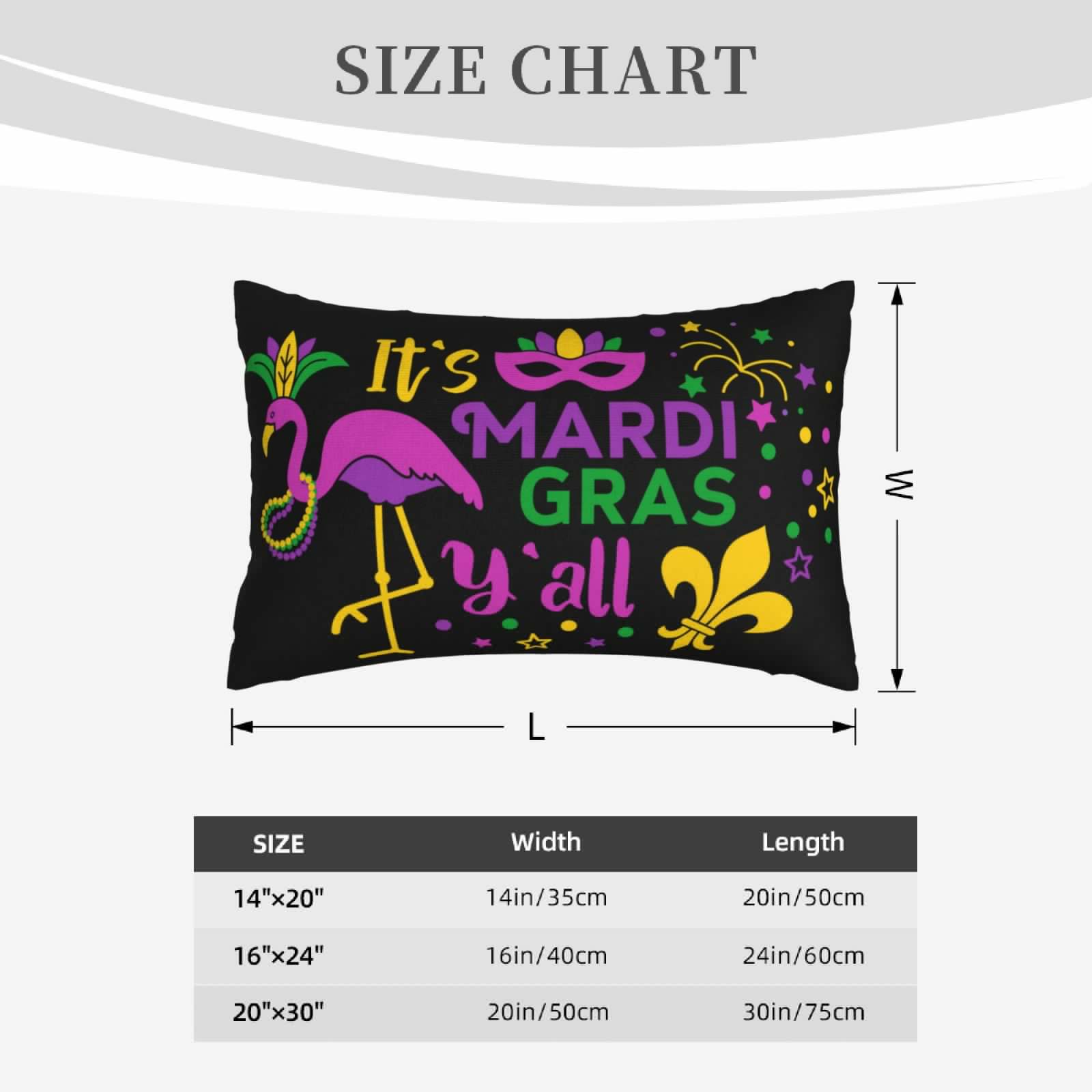 thumbnail image 6 of Binfone Mardi Gras With Flamingo Standard Size Pillowcase, Long Staple Pure Cotton Envelope Closure Pillow Cover,14"X20", 6 of 9