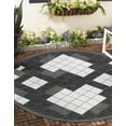 thumbnail image 3 of Unique Loom Outdoor Modern Collection Area Rug - Chaya (6' 1" Round Black and White), 3 of 9