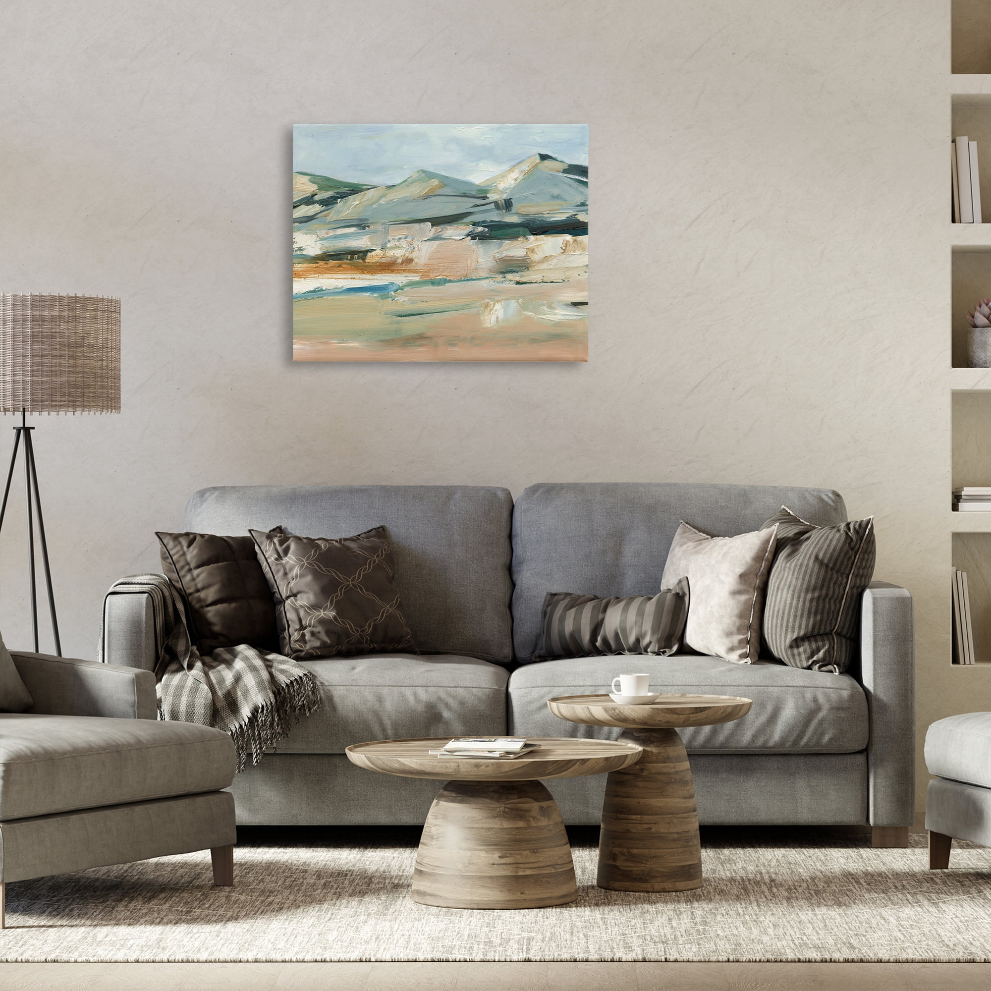 Stupell Industries Neutral Hued Mountains Landscape & Nature Painting Wrapped Canvas Art Print Wall Art, 30 x 24