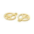 thumbnail image 3 of Rack Plating Brass Charms Long-Lasting Plated Cadmium Free & Nickel Free & Lead Free Flat Round with Peace Sign Charm Real 18K Gold Plated 10x8x0.5mm Hole: 1mm, 3 of 3