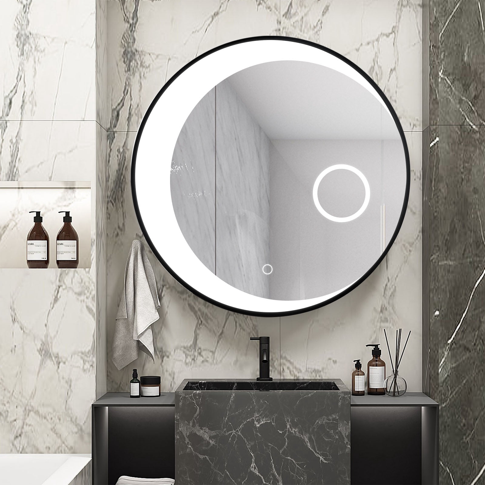 24 in x 24" Black Contemporary Wall Mirror