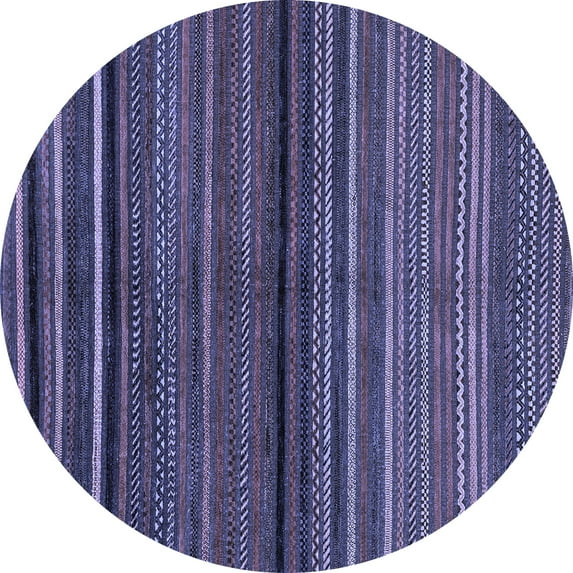 Ahgly Company Indoor Round Abstract Blue Modern Area Rugs, 8' Round