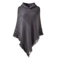 thumbnail image 5 of HBYJLZYG Womens Hooded Shawl Wrap Cape, Crochet Versatile Tassel Irregular Hem Sweater Tops, 5 of 6