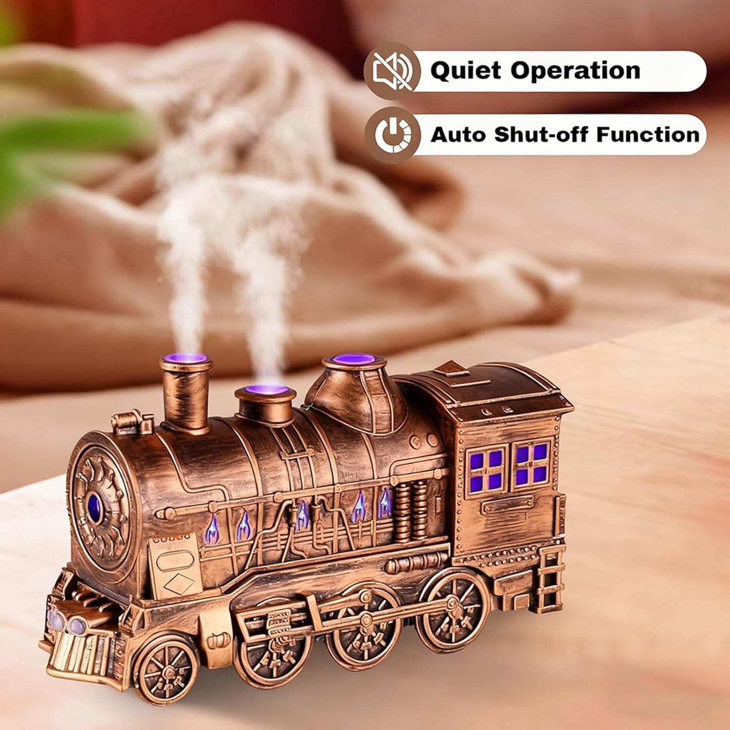 2026 New Christmas Train Diffuser, 300ml Aromatherapy Humidifier with 2-Color LED Light and Auto Shut-Off, Ultrasonic Cool Mist for Home Office Bedroom Decor