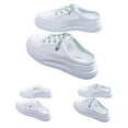 thumbnail image 2 of XIMIN Women's Slip On Platform Backless Sneakers Wedge Slide Wide Platform Canvas Mules Soft Sole Comfortable Lightweight Lace Up Breathable Round Toe Mesh Shoes, 2 of 4