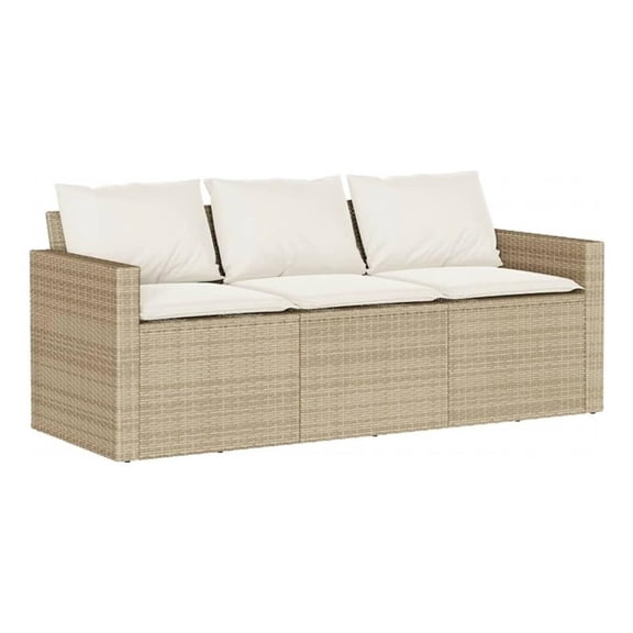 Bowery Hill Contemporary Synthetic Poly Rattan Garden Sofa Beige & Cream