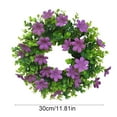 thumbnail image 2 of Spring Artificial Grass Wreath - Small Eucalyptus & Fake Flower Door Decoration, Versatile Indoor Outdoor Home Decor for Spring Celebrations, Durable Faux Greenery Garland, 12in, Purple, 2 of 7