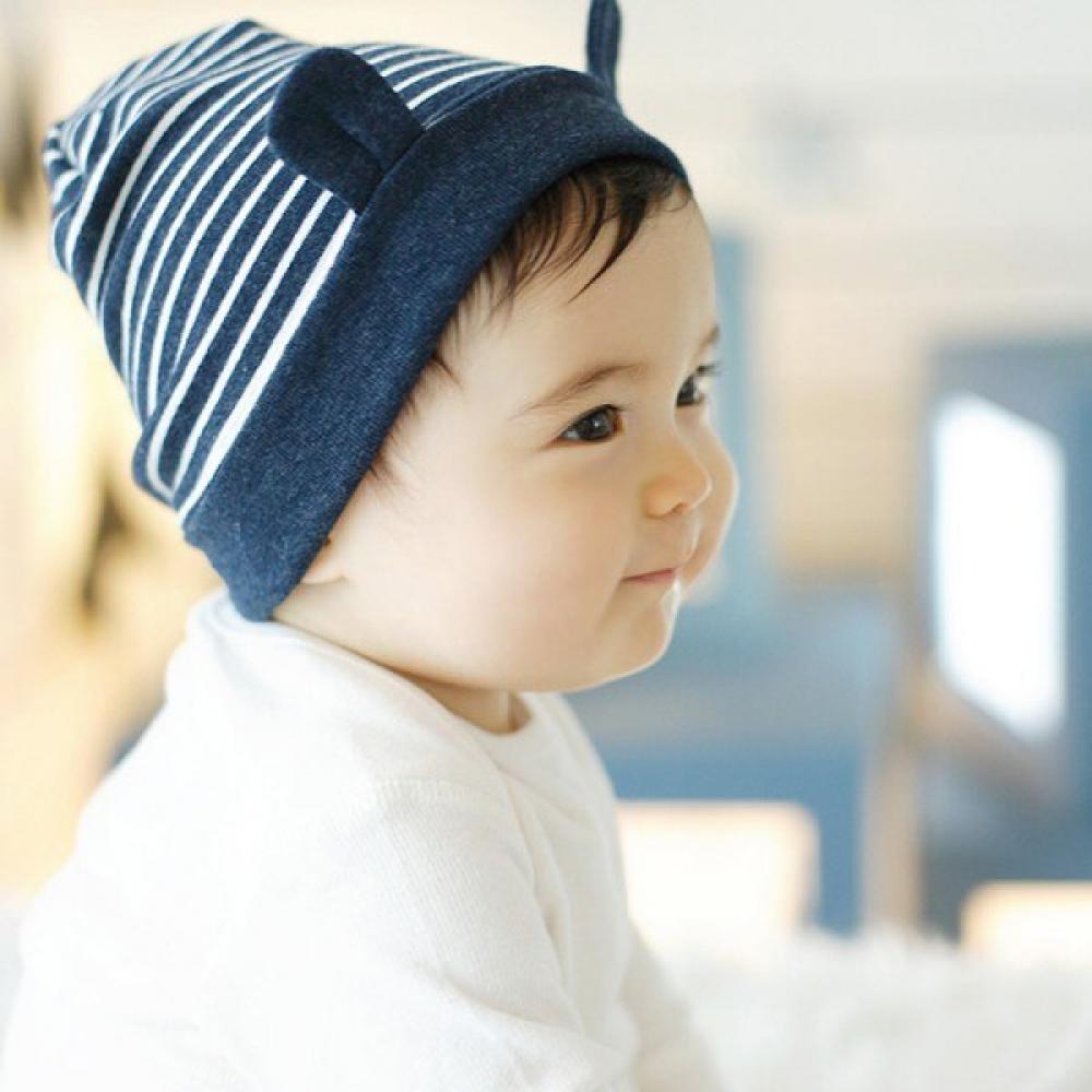 Eleanos Baby Hats Newborn 4m-1y Newborn Beanies for Girls Boys Beanie Hats Newborn Hats Baby Infants Hats Cute Little Ears Stripe Cotton Toddler Baby Beanie Warm Hat Caps - image 2 of 4