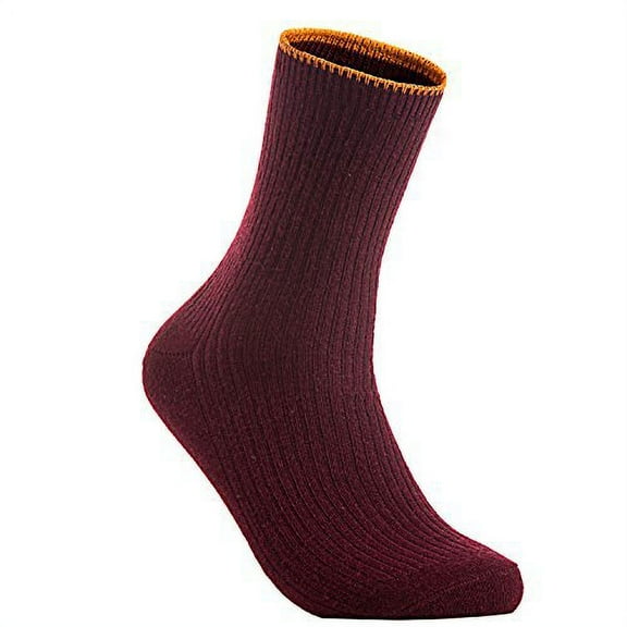 Meso Women's 4 Pairs Wool Blend Crew Socks MHR1612 Casual Solid Size 6-9 (Wine)