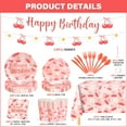thumbnail image 6 of Ayieyill 170Pcs Happy Birthday Decorations Kit, Cherry Birthday Party Supplies Set for 24 Guests, Includes Plates and Cups and Napkins Straws Sets, 6 of 7