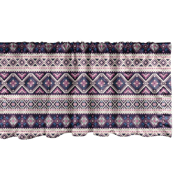 Ambesonne Aztec Window Valance, Aboriginal Geometric Pattern, 54" X 18", Champagne Dark Purple