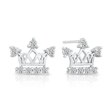 925 Sterling Silver Cubic Zirconia Royal Crown Shape Stud Earrings 925 Sterling Silver Cubic Zirconia Royal Crown Shape Stud Earrings