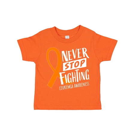 

Inktastic Never Stop Fighting Leukemia Awareness Orange Ribbon Gift Toddler Boy or Toddler Girl T-Shirt