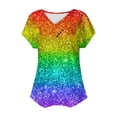 thumbnail image 4 of Rezuofi 1 Pcs Pride Shirt for Women Rainbow Graphic T-Shirt Equality Tee Summer Short Sleeve V Neck Tops, 4 of 4