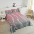 thumbnail image 2 of Gradient Gradient Pink to Grey Bedding Set Ombre Comforter Set ,Spiral Silver Print Wave Striped Pattern Queen Quilt,Abstract Art Room Decor Aesthetic, 2 of 5