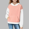 thumbnail image 5 of Favoffer Girl's Color Block Waffle Knit Hoodie Long Sleeve Crewneck Casual Sweatshirt Soft Pullover Overcoat for Daily School Travel Party 5-15Y, 5 of 7