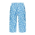 thumbnail image 3 of Bermuda Shorts for Women Knee Length Cotton Linen Wide Leg Summer Shorts High Waisted Loose Fit Casual Trousers Blue S, 3 of 5