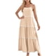 thumbnail image 2 of Vestidos Puntoco para mujer, vestidos elegantes a la moda de verano con espalda descubierta y encaje en capas, sin mangas, con bolsillo y cintura, 2 of 8