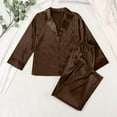 thumbnail image 2 of XuJwPNcy Satin Pajama Sets for Women Long Sleeve Lapel V Neck Shirt and Pants 2 Piece Pjs Button Loungewear Sets, 2 of 3