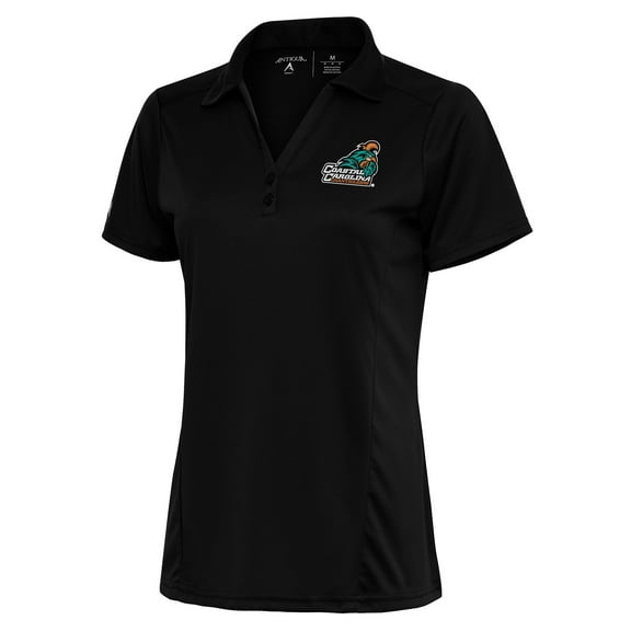 Women's Antigua Black Coastal Carolina Chanticleers Tribute Polo