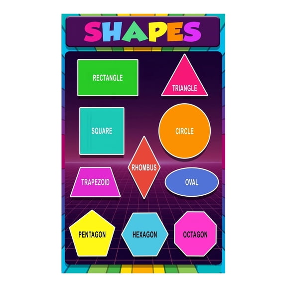 Toddler Learning Poster Shapes and Colors Educational Chart for Preschool Kindergarten Daycare Wall Decor Kids Playroom or Nursery Wall Art