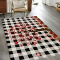 thumbnail image 4 of Area Rug for Living Room, Valentine's Day Non-Slip Indoor Large Carpet for Bedroom/Dining Room, Romantic Love Trees Red Roses Black Plaid Washable Low-Profile Rectangle Floor Runner Rugs - 4 x 6 Ft, 4 of 7