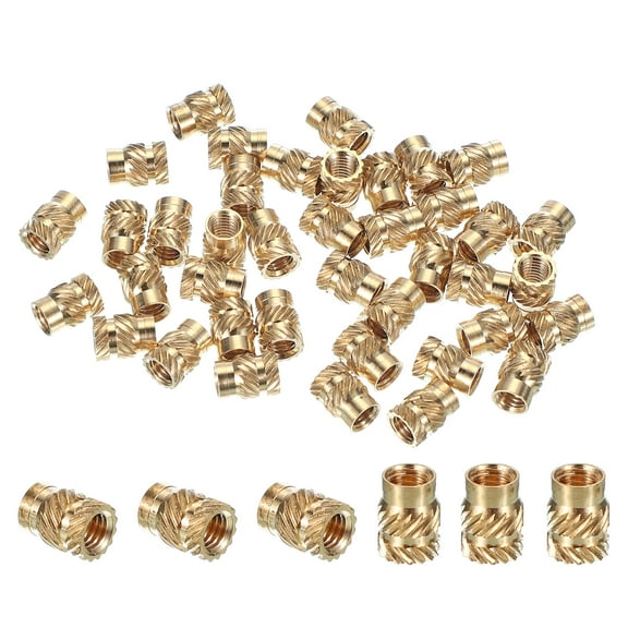 M5x9.5x7 mm Brass Threaded Insert, Metric knurled Nuts Heat Set Insert for Plastic & 3D Printing Components, 100 Pcs