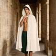 thumbnail image 2 of SAWOBUUN Renaissance Hooded Cloak for Men Women,Halloween Medieval Cape Witch Robe Victorian Suede Cape, 2 of 9