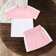 thumbnail image 4 of LJEFF Girls Color Block T-Shirt & Skort Set, Short Sleeve Comfortable Soft Elastic Waist Casual 2PC Outfit Pink Size 6 Years, 4 of 9