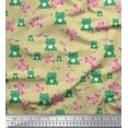 thumbnail image 1 of Soimoi Polyester Crepe Fabric Floral & Frog Cartoon Printed Fabric 1 Yard 52 Inch Wide, 1 of 1