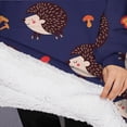thumbnail image 3 of Oversized Wearable Blanket Hoodie,Cute Hedgehog Pattern Sherpa Blanket Hoodie with Super Pockets,Super Warm Fuzzy Pullover for Women & Men, 3 of 6