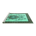 thumbnail image 2 of Ahgly Company Machine Washable Indoor Square Persian Turquoise Blue Traditional Area Rugs, 4' Square, 2 of 4