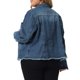 thumbnail image 3 of Chaqueta de mezclilla para mujer Agnes Orinda, talla grande, con dobladillo deshilachado, mangas largas, bolsillos y botones, color azul 3X, 3 of 6
