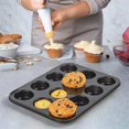 thumbnail image 3 of 1 juego de 2 moldes para muffins de silicona antiadherentes para 24 muffins, cupcakes, brownies, pasteles, pudines, muffins, negro, 3 of 5