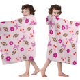 thumbnail image 4 of Pink Football and Flowers Pattern Hooded Bath Towel，50"x30" for Ages 3 To 12 Kids, Quick Dry Lightweight Soft Microfiber Hood Beach Towel Cover Up for Kids, 4 of 7