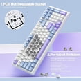 thumbnail image 6 of AULA F99 96% Wireless Mechanical Keyboard, Hot Swappable, Tri-Mode Bluetooth 5.0/2.4GHz/USB-C, Pre-Lubed Linear Switches, RGB Backlit, Macro Support,Blue/Purple/White, 6 of 10