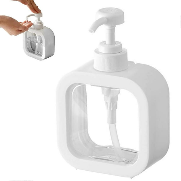 Empty Plastic Pump Bottles Square Shape Refillable Conditioner Dispensers for Shampoo Lotion Cream and More