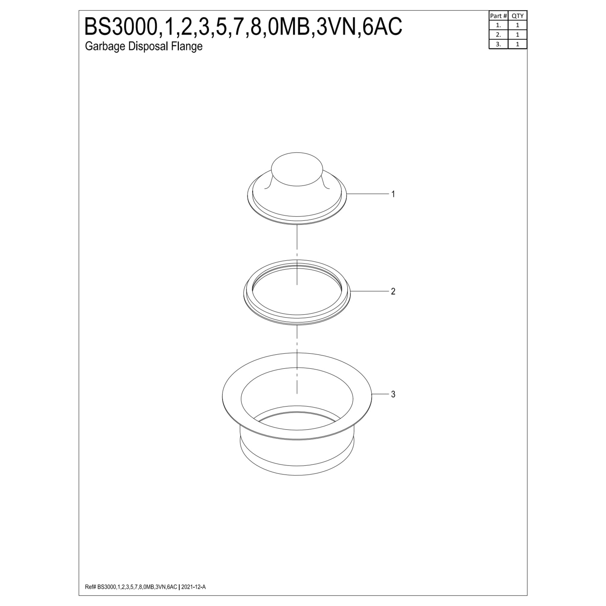 Kingston Brass BS3003 Garbage Disposal Flange in Antique Brass